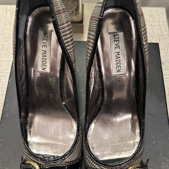 Steven by Steve Madden Lezlie Glen Plaid Peep toe Pumps - Picture 6 of 9